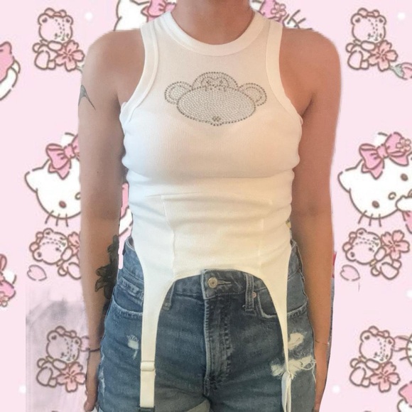 Bobby Jack Rhinestone White Body Tank - Picture 1 of 5